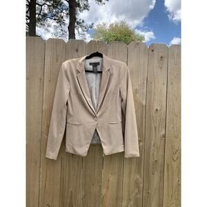 Suzy Shier Womens Suit Jacket Blazer Beige Long‎ Sleeve Small Petite Work